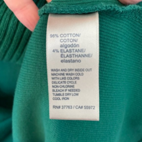 Rafaella Cotton Top with Sweater Detail at Neck Green Long Sleeve Size XL - Picture 5 of 6
